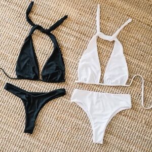 Moonstone halter bikini top in white